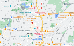 map location of worcester county family and probate court for divorce mediation hearings