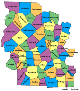 Map of towns in Worcester county served by Attorney Rueschemeyer Divorce Mediation